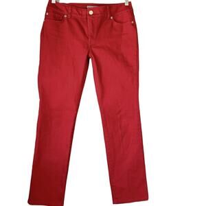 Chico's So Slimming Straight Mid Rise Denim Jeans Stretchy Size S/4 Short Red